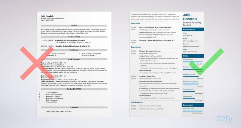 college student resume example 1