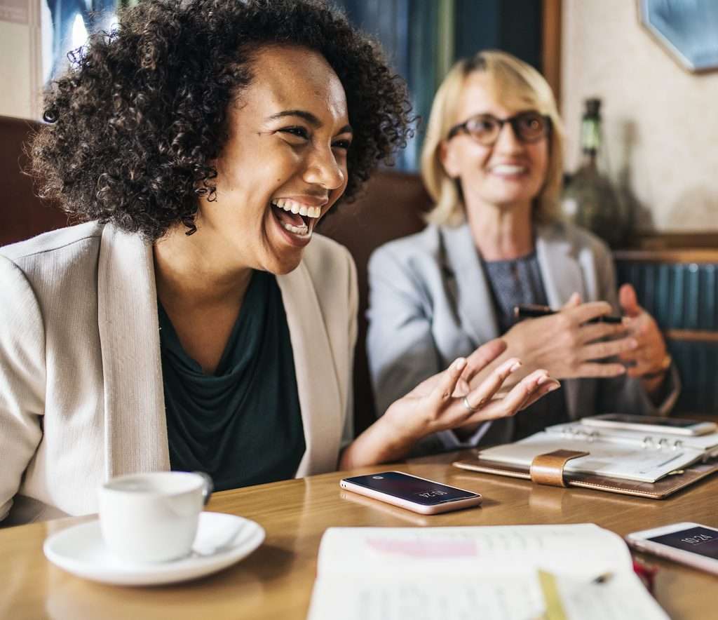 Business professional at a networking table