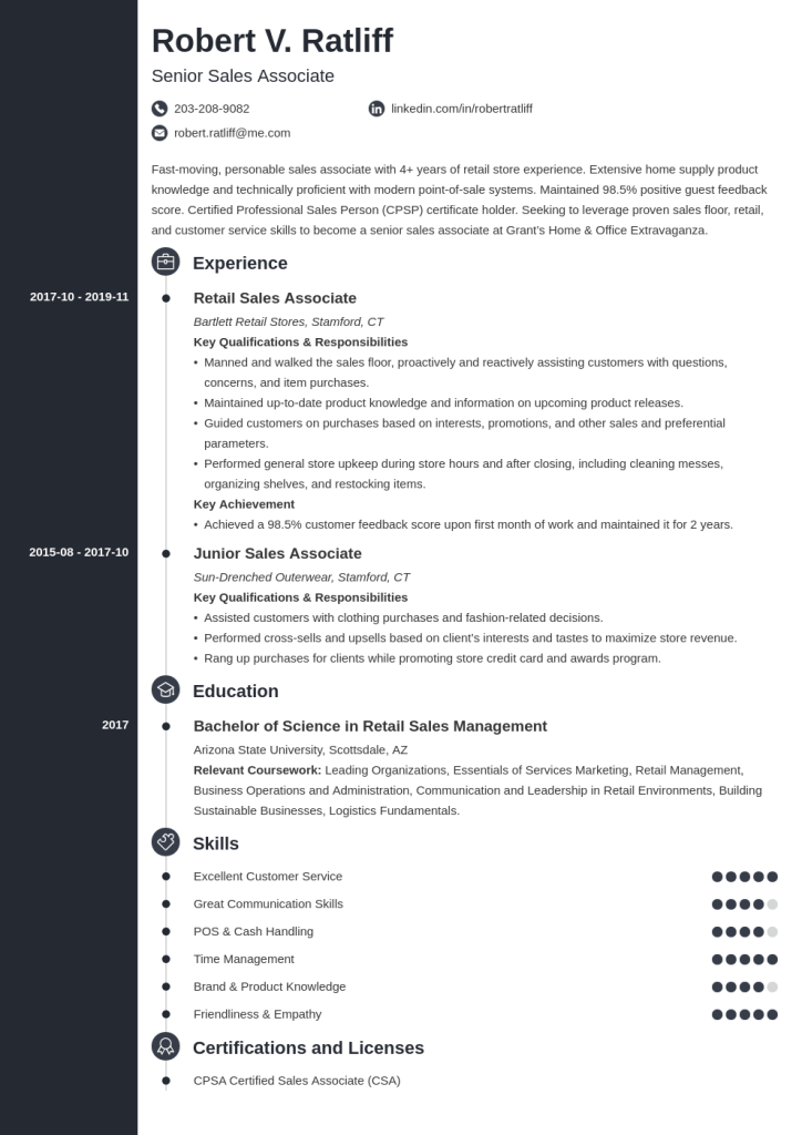 sales associate resume template concept