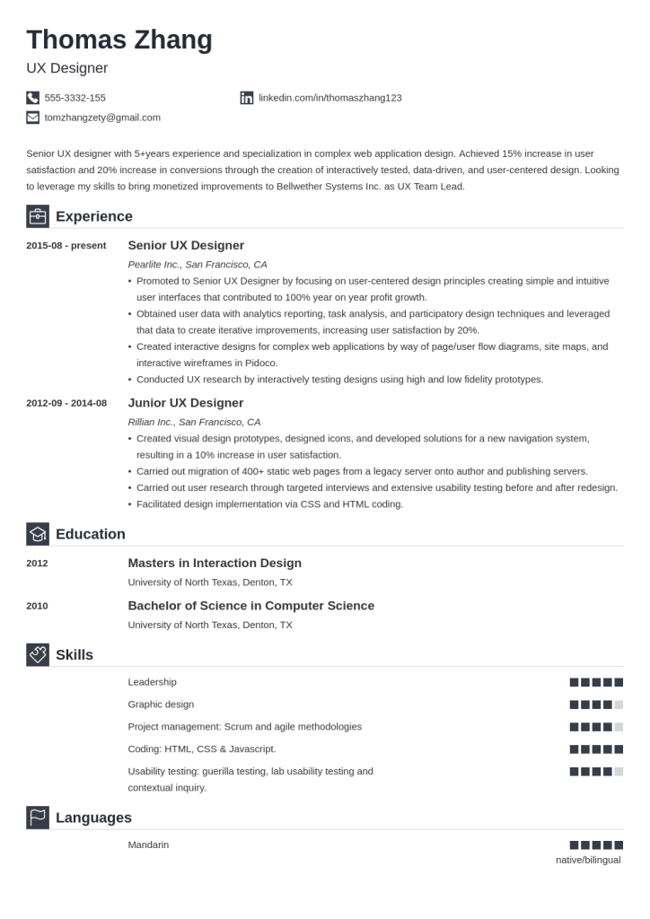 ux designer resume example template iconic