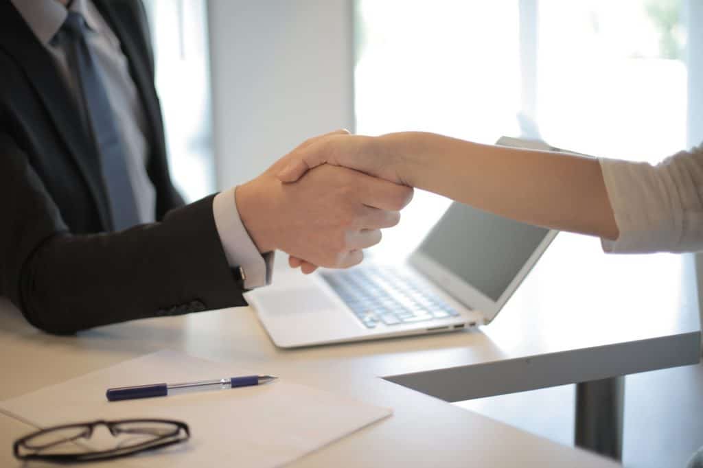 Handshaking during a job interview